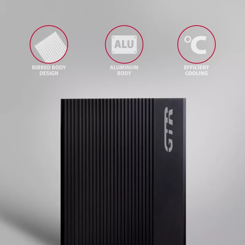Axagon EE35-GTR USB-C 5Gbps - SATA 6G, 3.5 RIBBED box MELNS - USB Type C HDD korpuss 3.5 collu