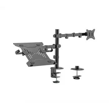 Monitoru statīvs Gembird MA-DA-03 32 collu ekrāniem, galda skava/caurums, divu roku, VESA 75x75–100x100, melns