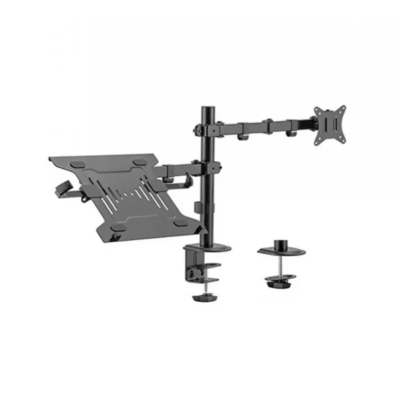 Monitoru statīvs Gembird MA-DA-03 32 collu ekrāniem, galda skava/caurums, divu roku, VESA 75x75–100x100, melns