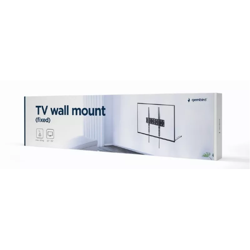 TV stiprinājums Gembird WM-55F-02 melns, 32–55 collu ekrāniem, maks. slodze 40 kg, VESA 200x200–400x400, plāns 2,5 cm