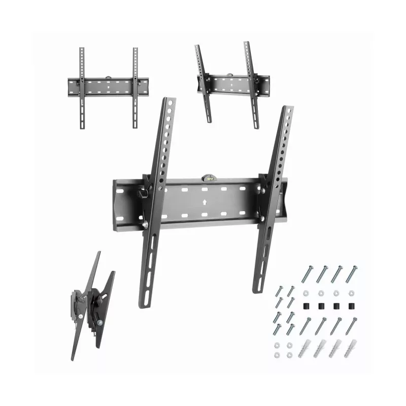 TV stiprinājums Gembird WM-55T-02 32–55 collu ekrāniem, slīpums -12° līdz 12°, VESA 200x200–400x400, 40 kg, melns