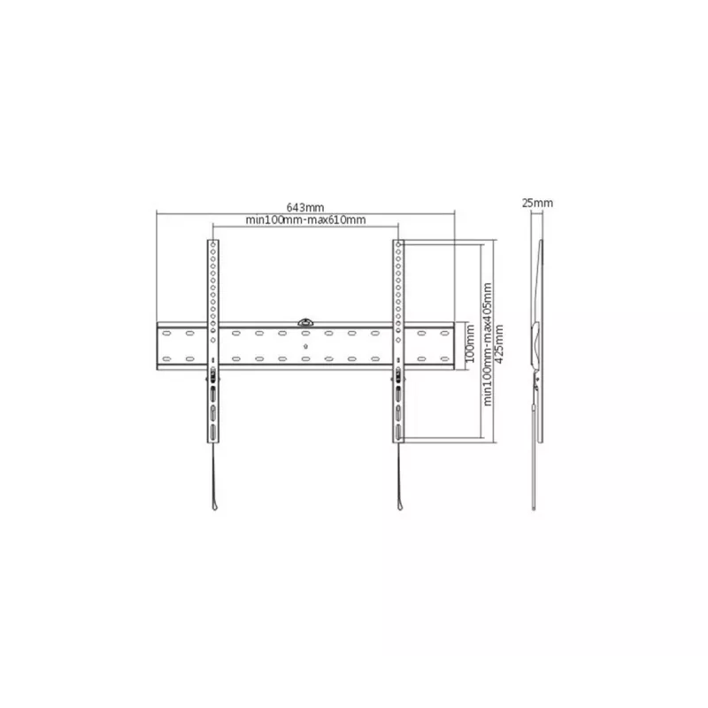 TV stiprinājums Gembird WM-70F-01 melns 37–70 collu televizoriem, 40 kg, VESA 200x200–600x400, 2,5 cm plāns