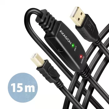 Axagon ADR-215B USB 2.0 A-M -> B-M aktīvais savienotāj-/retranslācijas kabelis 15 m