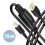 Axagon ADR-215B USB 2.0 A-M -> B-M aktīvais savienotāj-/retranslācijas kabelis 15 m