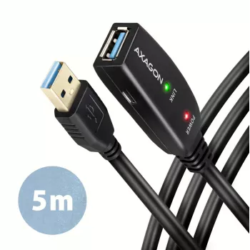 Axagon ADR-305 USB 3.2 Gen 1 A-M -> A-F aktīvais pagarinātājs/atkārtotājs 5 m
