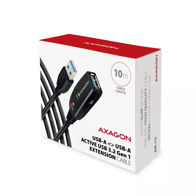 Axagon ADR-310 USB 3.2 Gen 1 A-M -> A-F aktīvs pagarinātāja/retranslatora kabelis 10 m