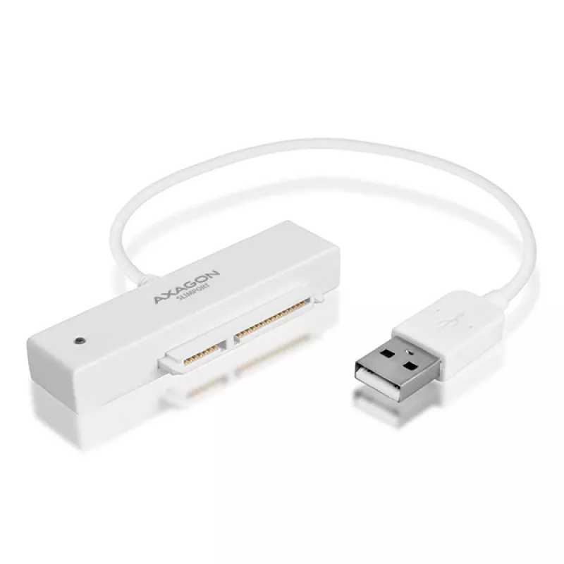 Axagon ADSA-1S USB 2.0 - 2,5 collu HDD SATA, HDD/SSD korpuss, 2,5 collu, Serial ATA, Serial ATA II, Serial ATA III, 0,48 Gbit/s, USB savienojums, Balts