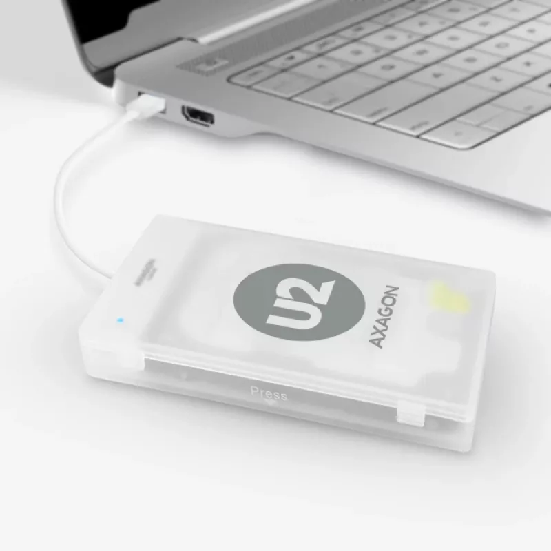 Axagon ADSA-1S USB 2.0 - 2,5 collu HDD SATA, HDD/SSD korpuss, 2,5 collu, Serial ATA, Serial ATA II, Serial ATA III, 0,48 Gbit/s, USB savienojums, Balts
