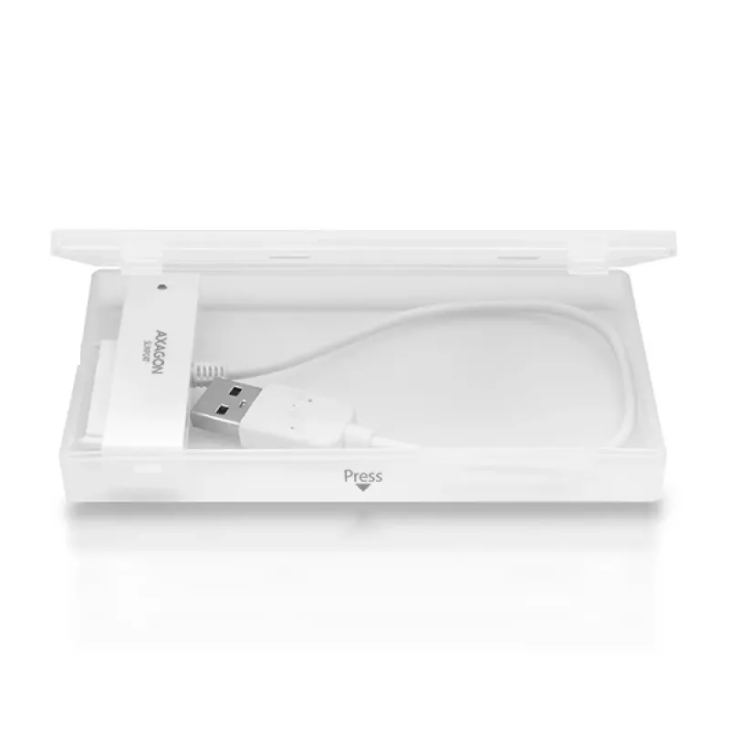 Axagon ADSA-1S USB 2.0 - 2,5 collu HDD SATA, HDD/SSD korpuss, 2,5 collu, Serial ATA, Serial ATA II, Serial ATA III, 0,48 Gbit/s, USB savienojums, Balts