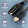 Axagon ADR-220 USB 2.0 A-M -> A-F aktīvs pagarinātāja / atkārtotāja kabelis 20m
