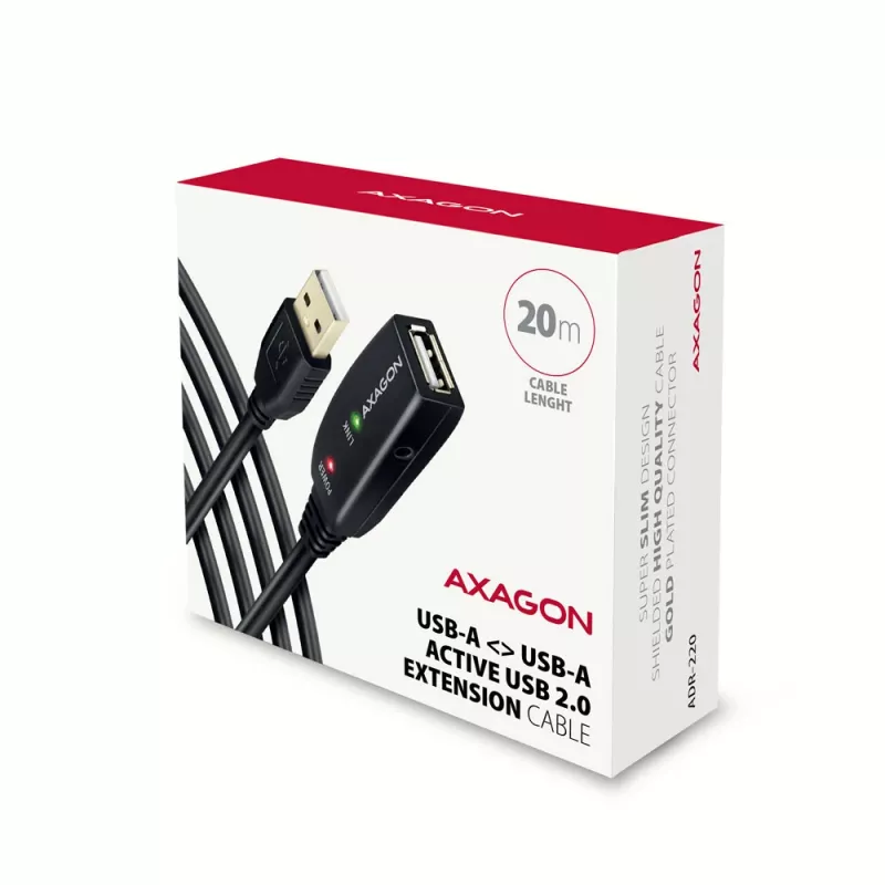 Axagon ADR-220 USB 2.0 A-M -> A-F aktīvs pagarinātāja / atkārtotāja kabelis 20m