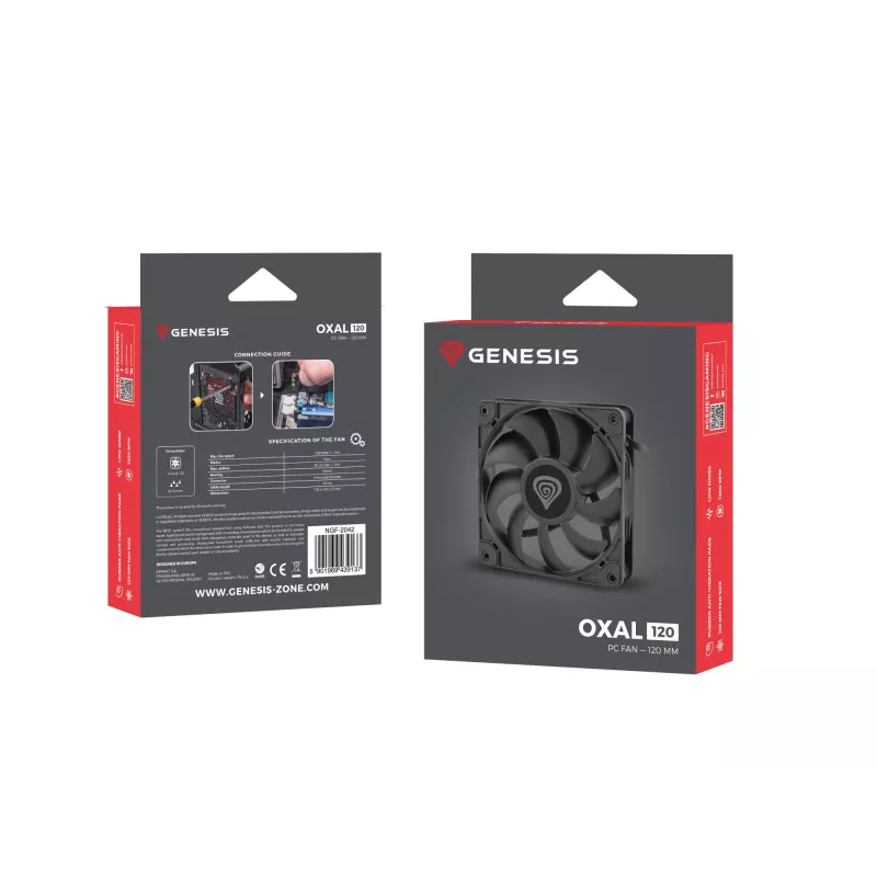 GENESIS Oxal 120 Computer case Fan 12 cm Melns 1 gab.