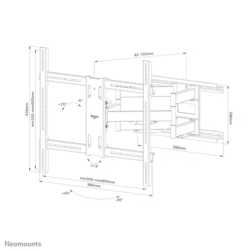 Neomounts WL40S-950BL18 Smagās slodzes sienas stiprinājums 55-110 collas - pilna kustība