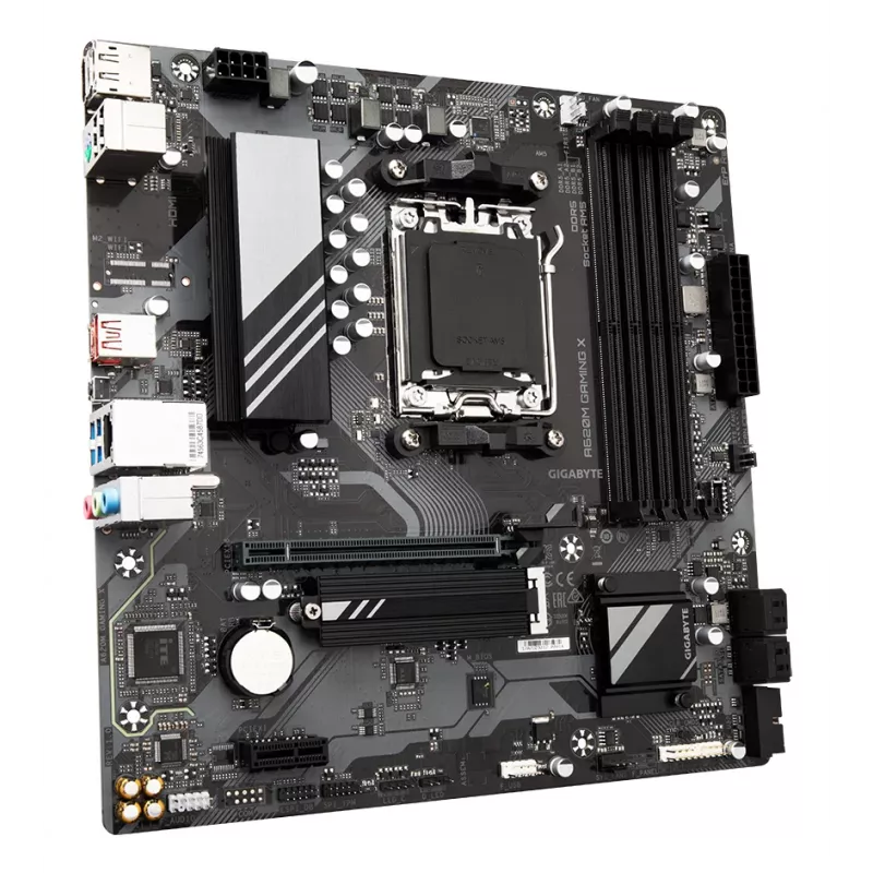 GIGABYTE A620M GAMING X mātesplate - atbalsta AMD Ryzen 8000 CPU, 8+2+1 fāžu digitālo VRM, līdz 8000MHz DDR5 (OC), 1xPCIe 4.0 M.2, GbE LAN, USB 3.2 Gen 2