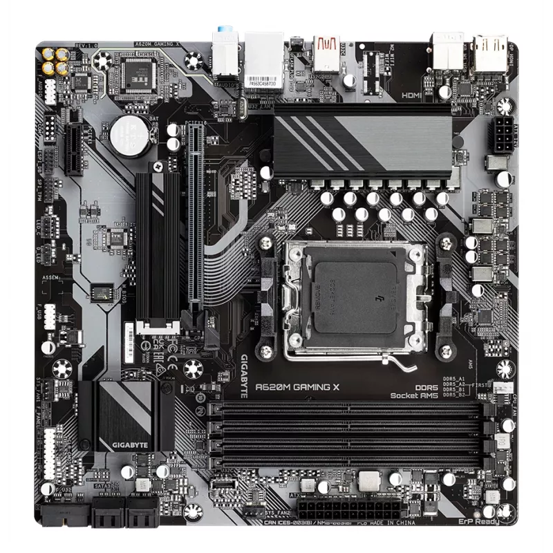 GIGABYTE A620M GAMING X mātesplate - atbalsta AMD Ryzen 8000 CPU, 8+2+1 fāžu digitālo VRM, līdz 8000MHz DDR5 (OC), 1xPCIe 4.0 M.2, GbE LAN, USB 3.2 Gen 2