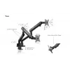 ICY BOX IB-MS314-T 81.3 cm (32 collas) galda statīva roka, melna