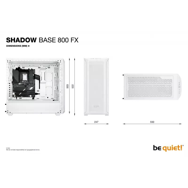 be quiet Shadow Base 800 FX balta Midi korpuss