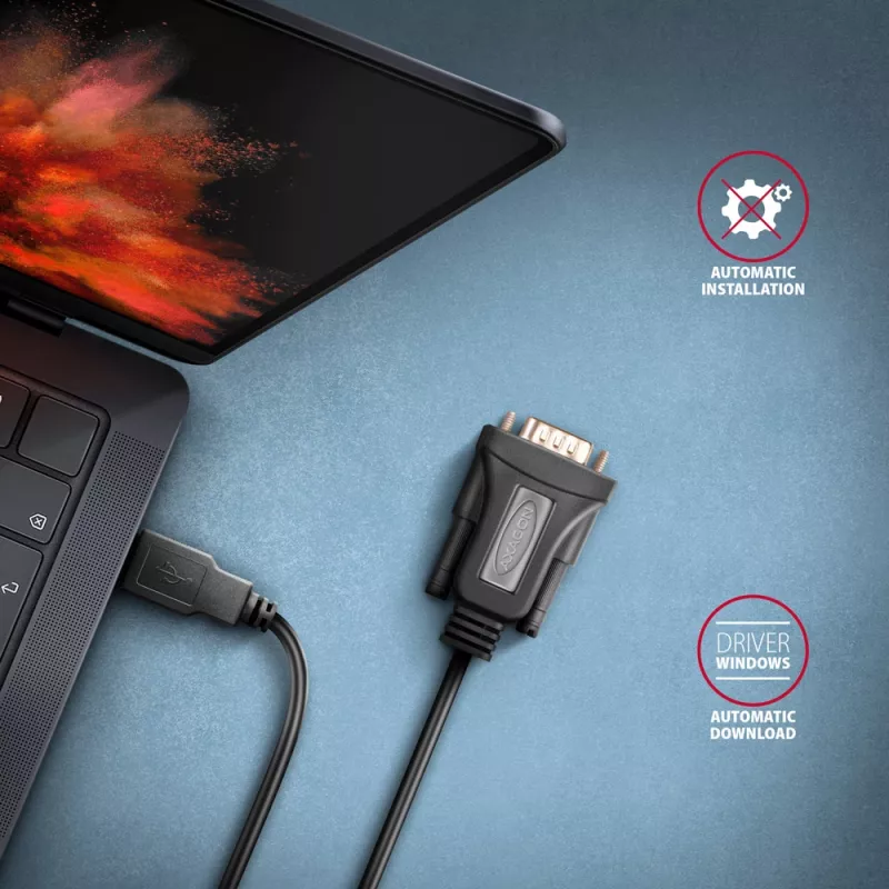 Axagon ADS-1PQN USB-A 2.0 - seriālais RS-232 DB9-M FTDI adaptera kabelis