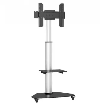 Techly grīdas statīvs ar plauktu ratiņiem TV LCD/LED/Plasma 37-70 collas sudraba