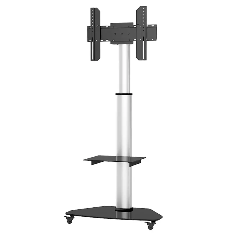 Techly grīdas statīvs ar plauktu ratiņiem TV LCD/LED/Plasma 37-70 collas sudraba