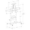 Multivides ratiņi TECHLY ICA-TR230 Melna krāsa plakanajam panelim līdz 110 collām, VESA 900x600, augstums 1850 mm, slodze 120 kg