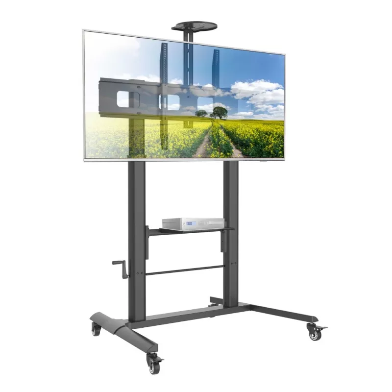 Multivides ratiņi TECHLY ICA-TR230 Melna krāsa plakanajam panelim līdz 110 collām, VESA 900x600, augstums 1850 mm, slodze 120 kg
