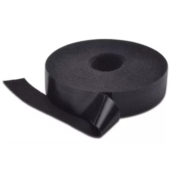 DIGITUS Velcro lente, 20 mm plata strukturētai kabeļošanai, 10 m rullis, krāsa: melna