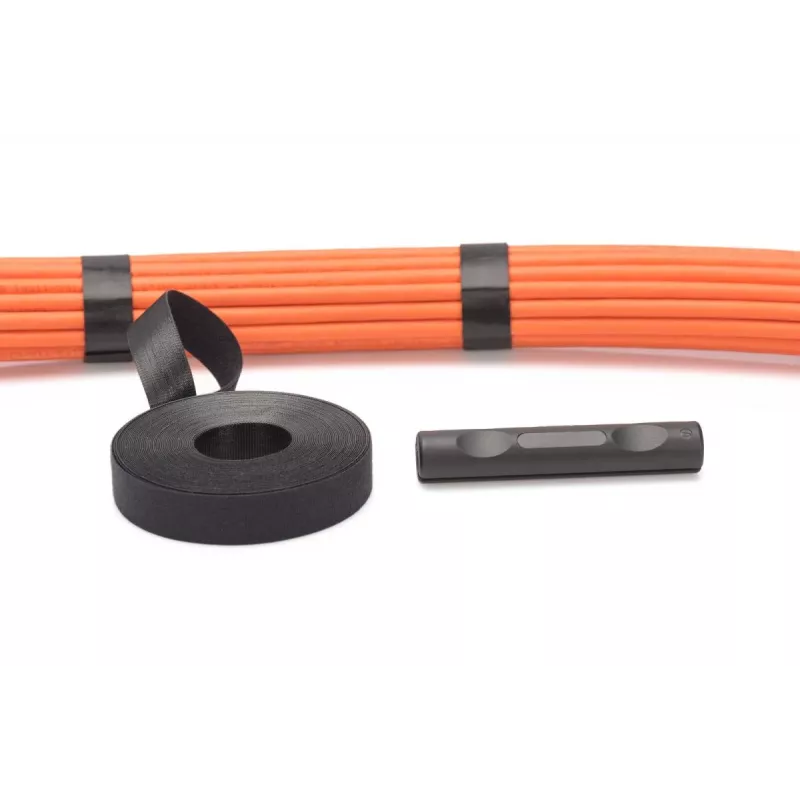 DIGITUS Velcro lente, 20 mm plata strukturētai kabeļošanai, 10 m rullis, krāsa: melna