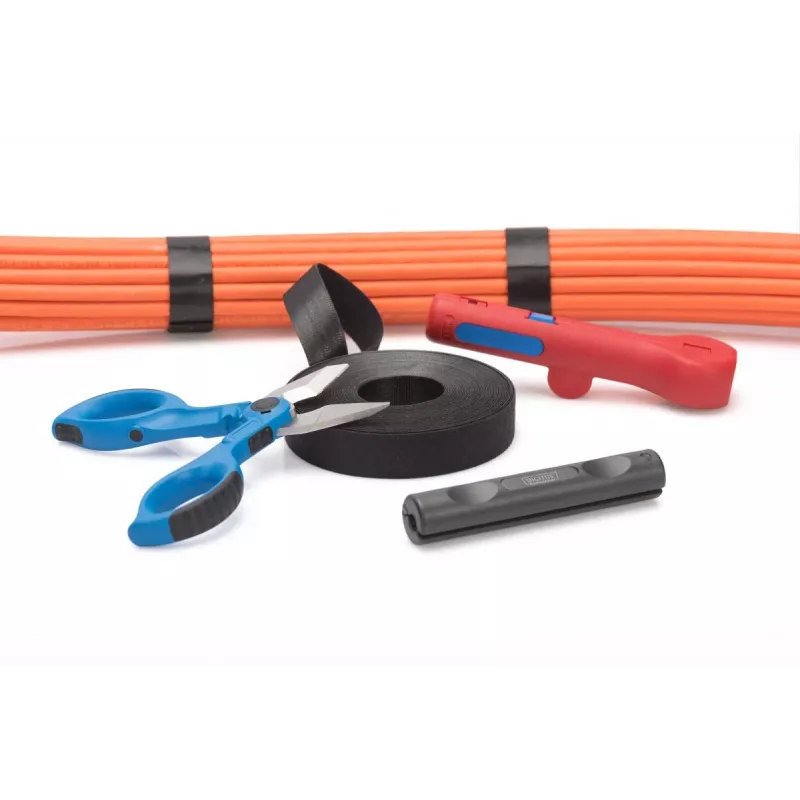 DIGITUS Velcro lente, 20 mm plata strukturētai kabeļošanai, 10 m rullis, krāsa: melna