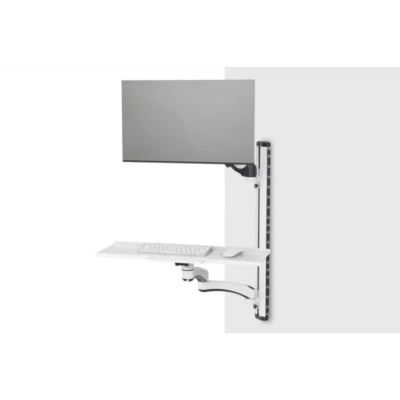 DIGITUS Darba vieta (Monitors. Tastatūra. Pele) Sienas stiprinājums 32 collas 8 kg VESA 75x75/100x100 balta/melna