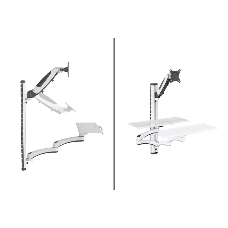 DIGITUS Darba vieta (Monitors. Tastatūra. Pele) Sienas stiprinājums 32 collas 8 kg VESA 75x75/100x100 balta/melna