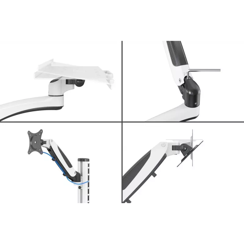 DIGITUS Darba vieta (Monitors. Tastatūra. Pele) Sienas stiprinājums 32 collas 8 kg VESA 75x75/100x100 balta/melna