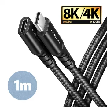 Axagon BUCM32-CF10AB SPEED+ USB-C USB 20Gbps pagarinājuma kabelis 1 m