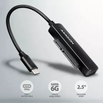 Axagon ADSA-FP2C USB-C 5Gbps - SATA 6G, 2.5 inch SSD/HDD SLIM adapter - Adapter - Digitālie/datu interfeisa kartes/adapteri