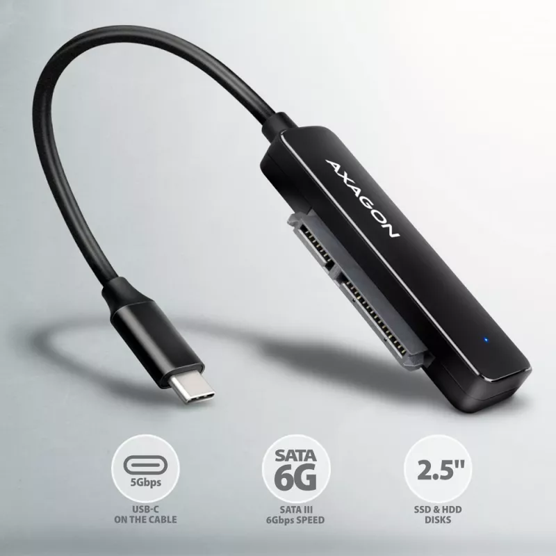 Axagon ADSA-FP2C USB-C 5Gbps - SATA 6G, 2.5 inch SSD/HDD SLIM adapter - Adapter - Digitālie/datu interfeisa kartes/adapteri