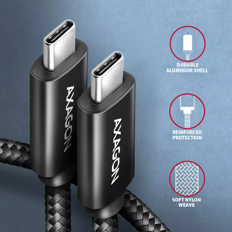 Axagon BUCM2-CM30AB Datu un uzlādes USB 480Mbps kabelis 3 m. PD 240W, 5A. Melns pīts