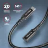Axagon BUCM32-CF05AB SPEED+ USB-C USB 20Gbps pagarinājuma kabelis 0,5 m
