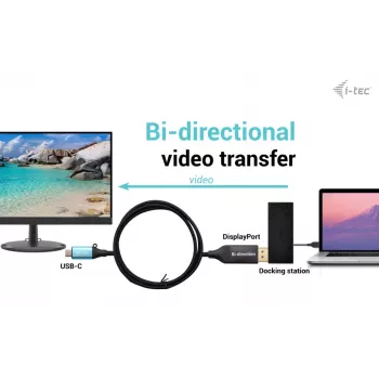 i-tec USB-C–DisplayPort divvirzienu kabeļa adapteris 8K/30Hz 150cm