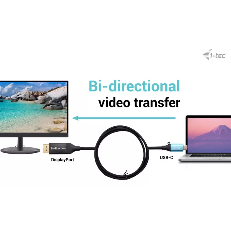 i-tec USB-C–DisplayPort divvirzienu kabeļa adapteris 8K/30Hz 150cm