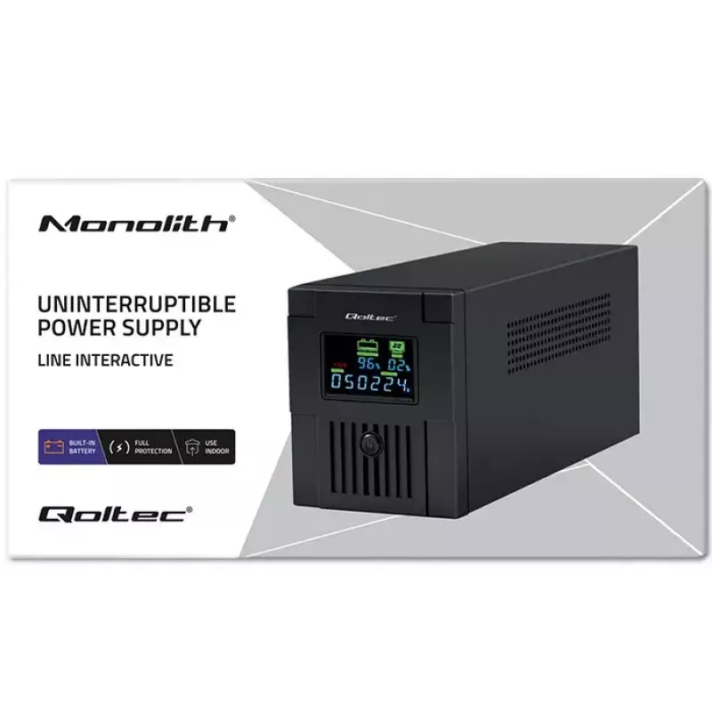 Nepārtrauktās barošanas avots Qoltec 53771 2 kVA 1200 W 2 AC kontaktligzdas