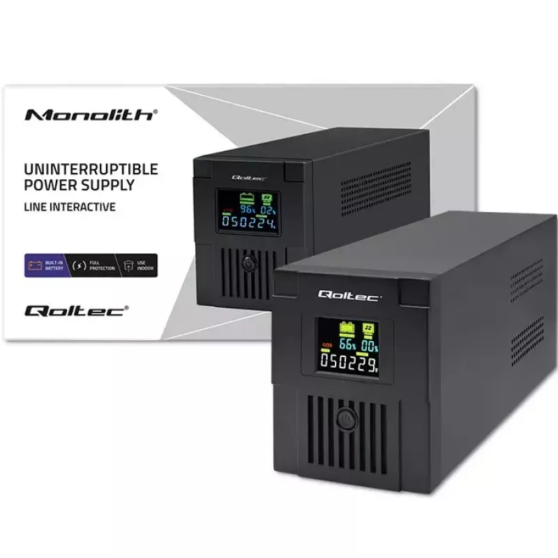 Nepārtrauktās barošanas avots Qoltec 53771 2 kVA 1200 W 2 AC kontaktligzdas