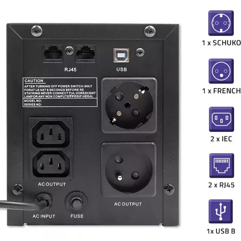 Qoltec 53777 UPS Line-Interactive 2 kVA 1200 W 4 AC izejas