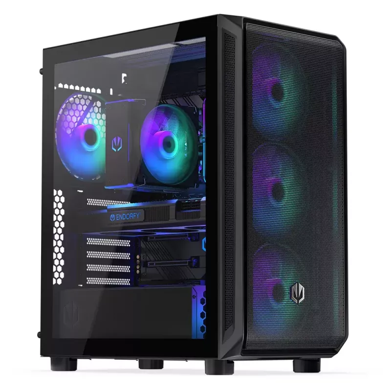 PC korpuss ENDORFY Arx 500 ARGB ATX Melns — rūdīts stikls, ARGB, ATX, max GPU 350 mm, CPU dzesētāja augstums 179 mm, 7 paplašināšanas sloti