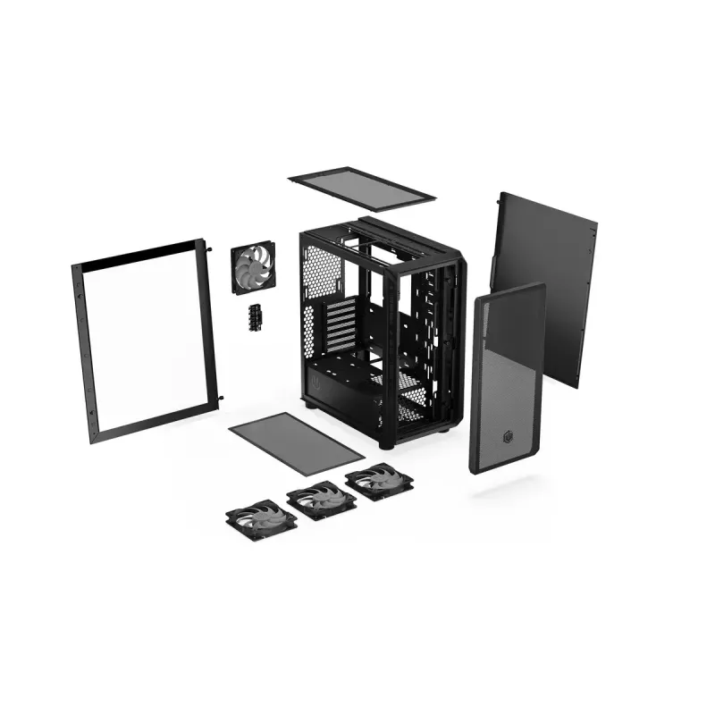 PC korpuss ENDORFY Arx 500 ARGB ATX Melns — rūdīts stikls, ARGB, ATX, max GPU 350 mm, CPU dzesētāja augstums 179 mm, 7 paplašināšanas sloti
