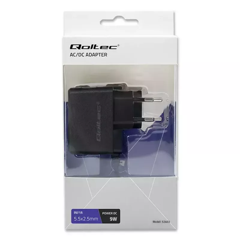 Power Adapter Qoltec 52403 Indoor 9W Melns 220-240V