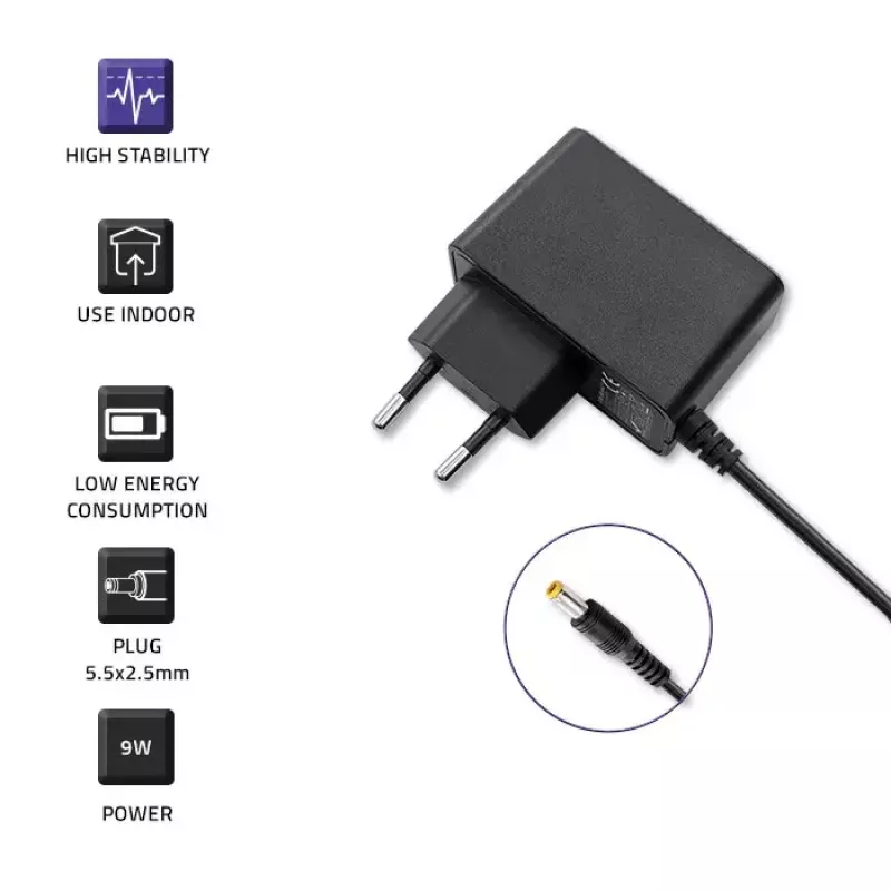 Power Adapter Qoltec 52403 Indoor 9W Melns 220-240V
