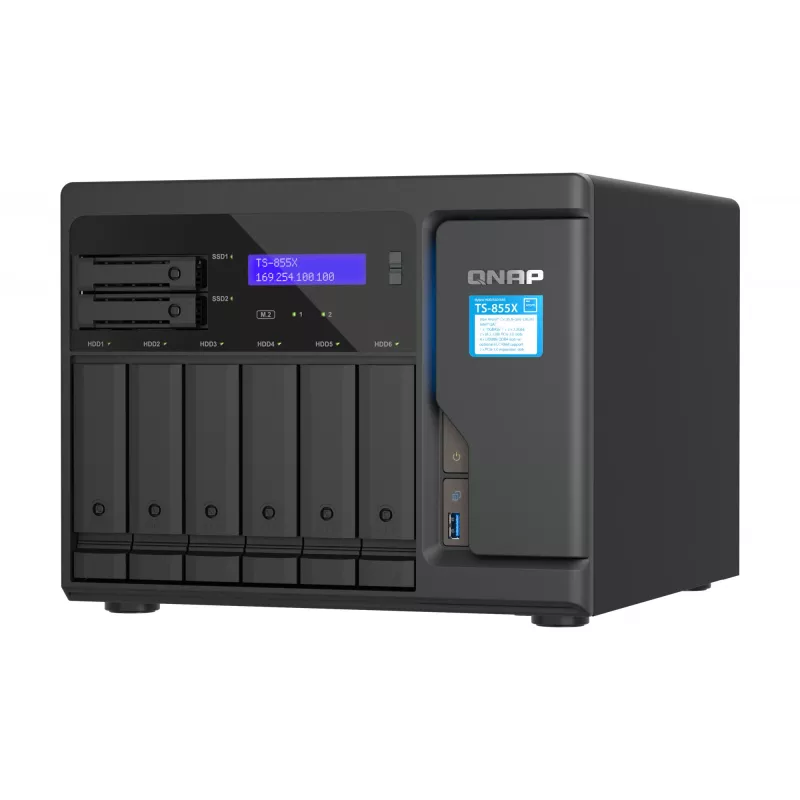 QNAP TS-855X SAN Tower Intel Atom® C5125 8 GB DDR4 0 TB QNAP QTS Melns