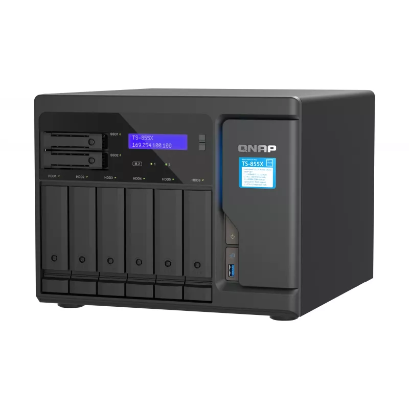 QNAP TS-855X SAN Tower Intel Atom® C5125 8 GB DDR4 0 TB QNAP QTS Melns
