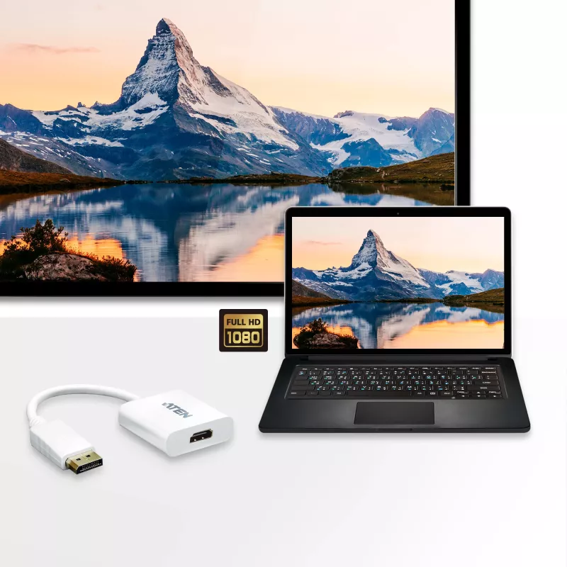 ATEN DisplayPort–HDMI pārveidotājs, PC: līdz UXGA / HDTV: līdz 1080i,1080p