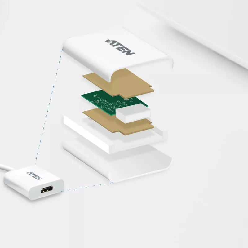 ATEN DisplayPort–HDMI pārveidotājs, PC: līdz UXGA / HDTV: līdz 1080i,1080p